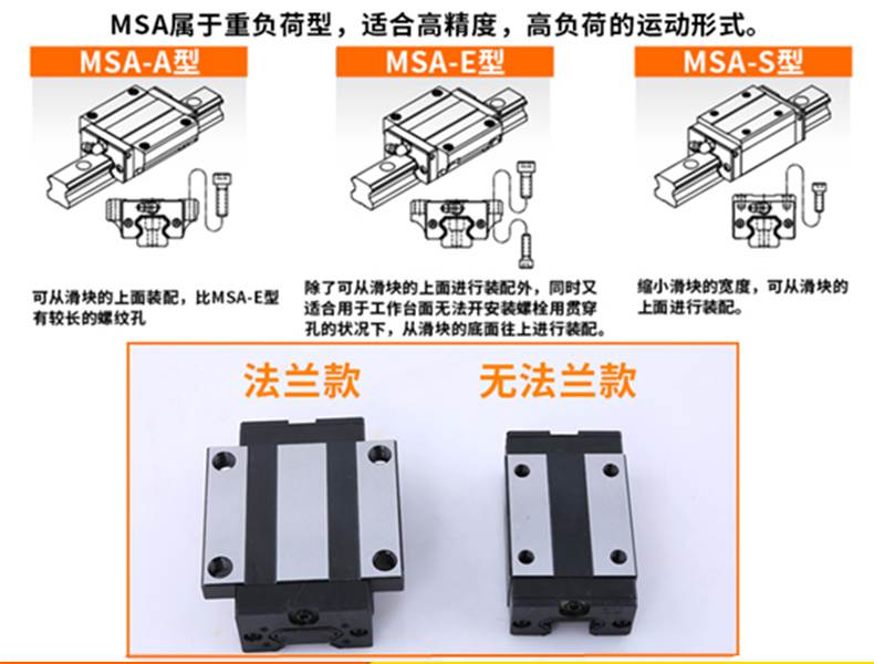 银泰pmi直线导轨_ MSA系列 重负载直线导轨滑块